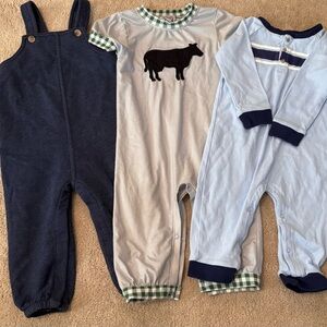 Baby Romper Set with Cow Print and Overalls
